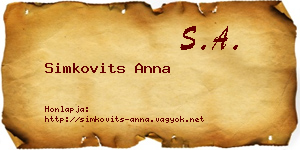 Simkovits Anna névjegykártya