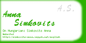 anna simkovits business card